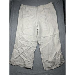 J Jill Love Linen 100% Linen Pants Womens Size XL Beige Pull On‎ Elastic Waist